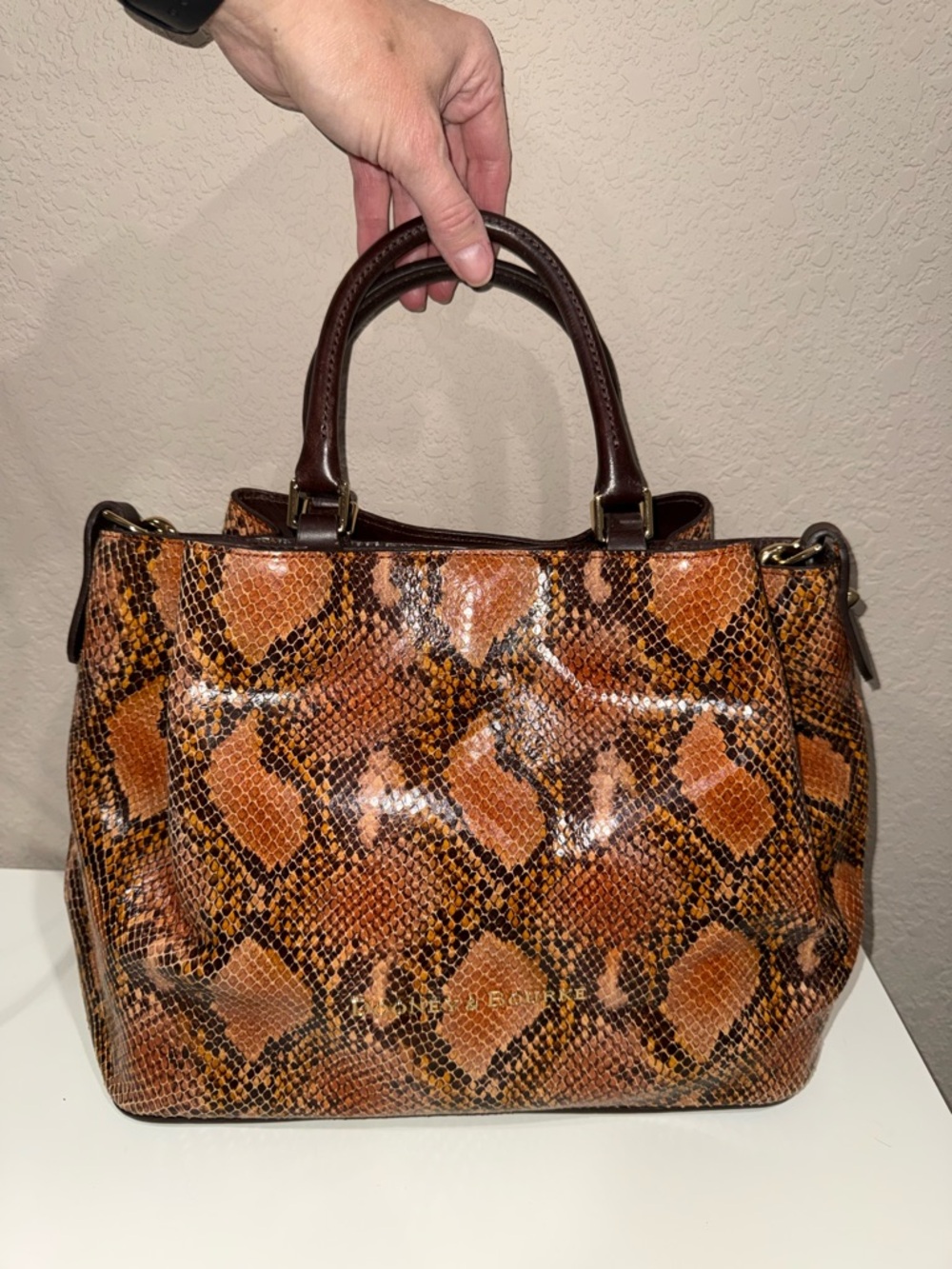 Dooney & Bourke Brown Snake-Print Medium Barlow